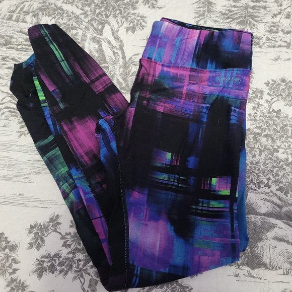Calvin Klein Performance Quick Dry Multi Color Work Out Pants Size S EUC - Picture 1 of 5